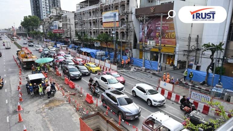 ปิดถนนประชาธิปก 3 วันซ่อมน้ำรั่วเข้าอุโมงค์รถไฟฟ้า ยันไม่กระทบตึกใกล้เคียง