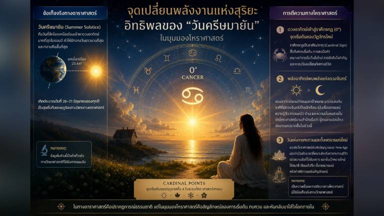 21 มิ.ย.69 วันครีษมายัน กลางวันยาวที่สุด ในมุมโหราศาสตร์ คือวันแห่งการเริ่มต้น