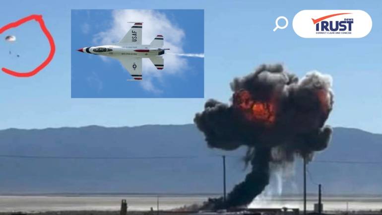 เครื่องบินเอฟ-16 ฝูงบินธันเดอร์เบิร์ดตกที่แคลิฟอร์เนีย นักบินดีดตัวปลอดภัย 