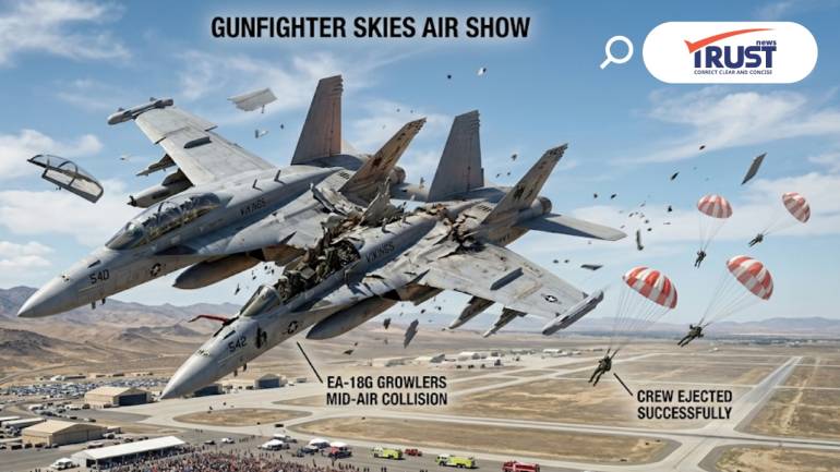 EA-18G Growler บินชนกันตก 2 ลำ ในงานแอร์โชว์ที่ไอดาโฮ 4 ลูกเรือดีดตัวออกทัน