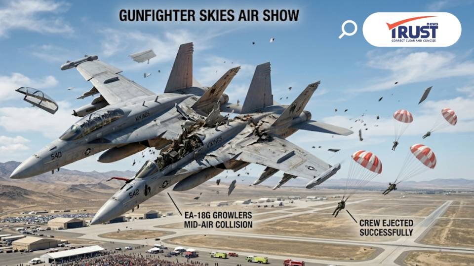 EA-18G Growler บินชนกันตก 2 ลำ ในงานแอร์โชว์ที่ไอดาโฮ 4 ลูกเรือดีดตัวออกทัน